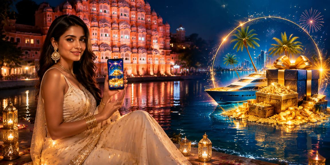Jaipur Hawa Mahal with casino night lights